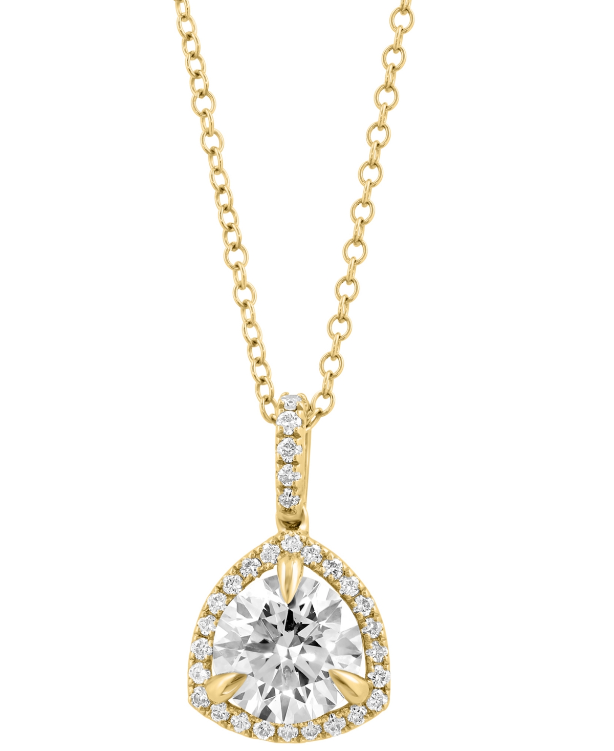 Effy Collection Effy Lab Grown Diamond Halo Pendant Necklace (2-1/4 Ct. T.w.) In 14k Gold, 17" + 1" Extender
