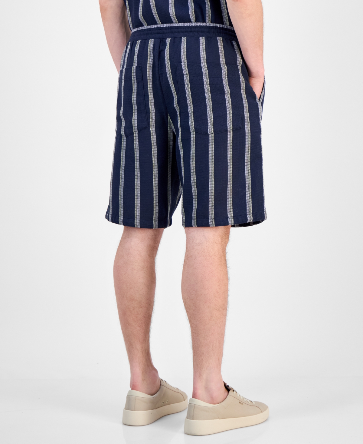Hugo Boss Hugo Ronan Stripe Oxford Shorts In Blue