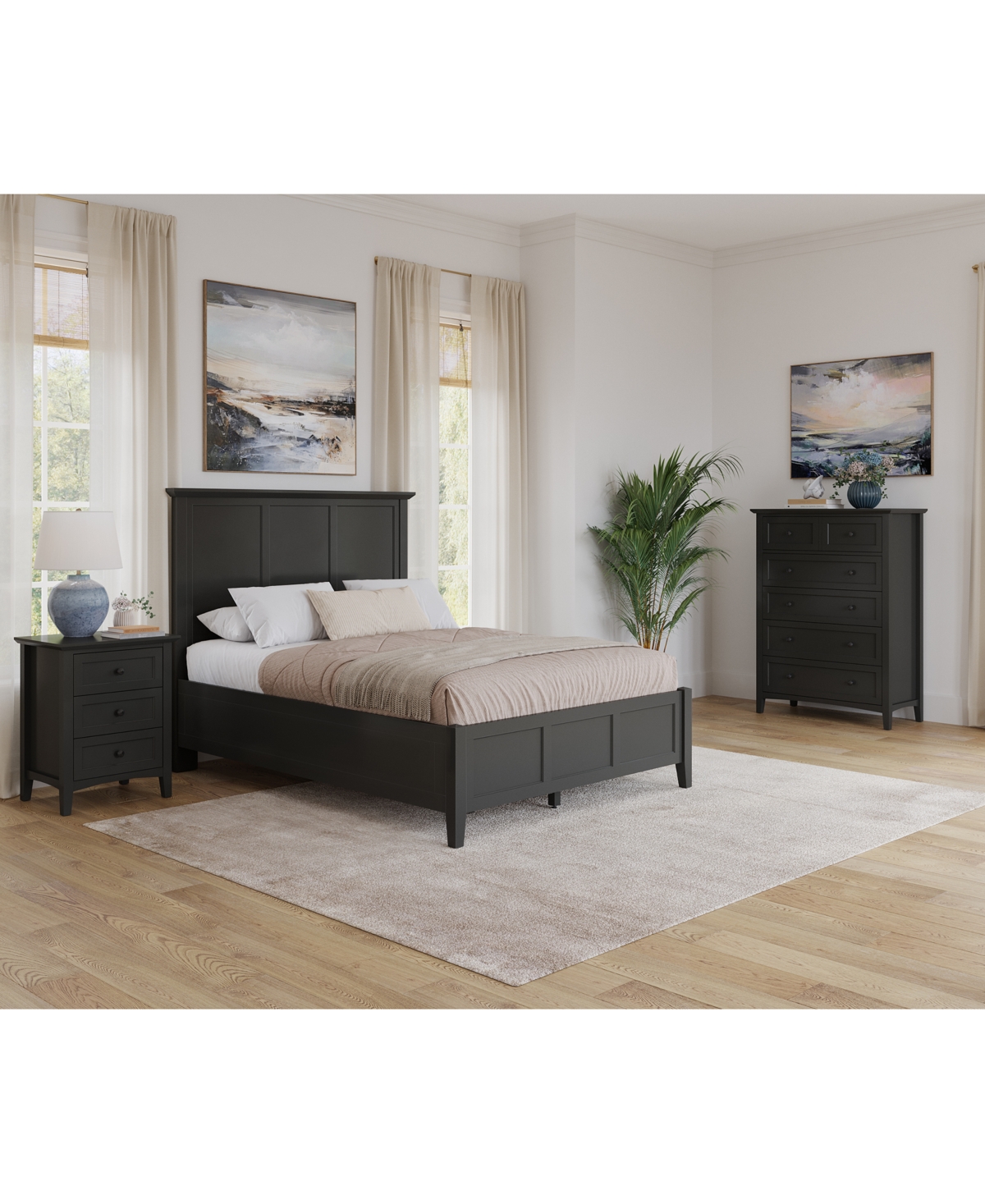 Macy's Hedworth California King 3-pc. Set (bed, Chest & Nightstand) In Black