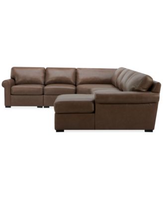 Radley Roll Arm 152" 5-Pc. Leather Wedge Corner Chaise Sectional, Exclusively at Macy's