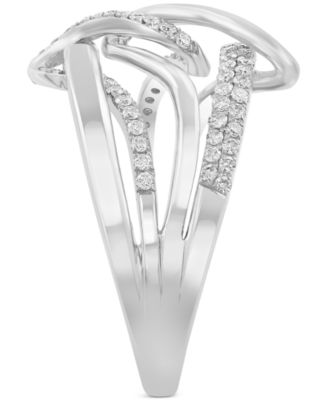 EFFY&reg; Diamond Multirow Crossover Ring (1/2 ct. t.w.) in 14k White Gold