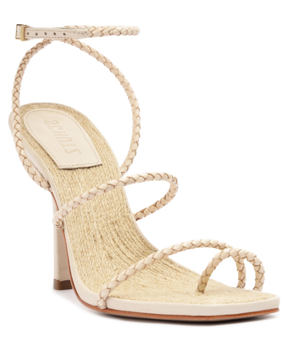Schutz Kaya Braided Leather Stiletto Sandals In Off White