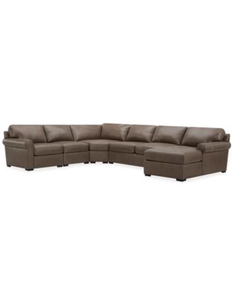 Radley Roll Arm 152" 5-Pc. Leather Wedge Corner Chaise Sectional