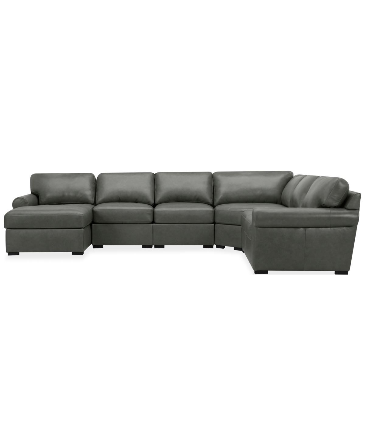 Macy's Radley Roll Arm 145" 6-pc. Leather Wedge Corner Chaise Sectional, Exclusively At