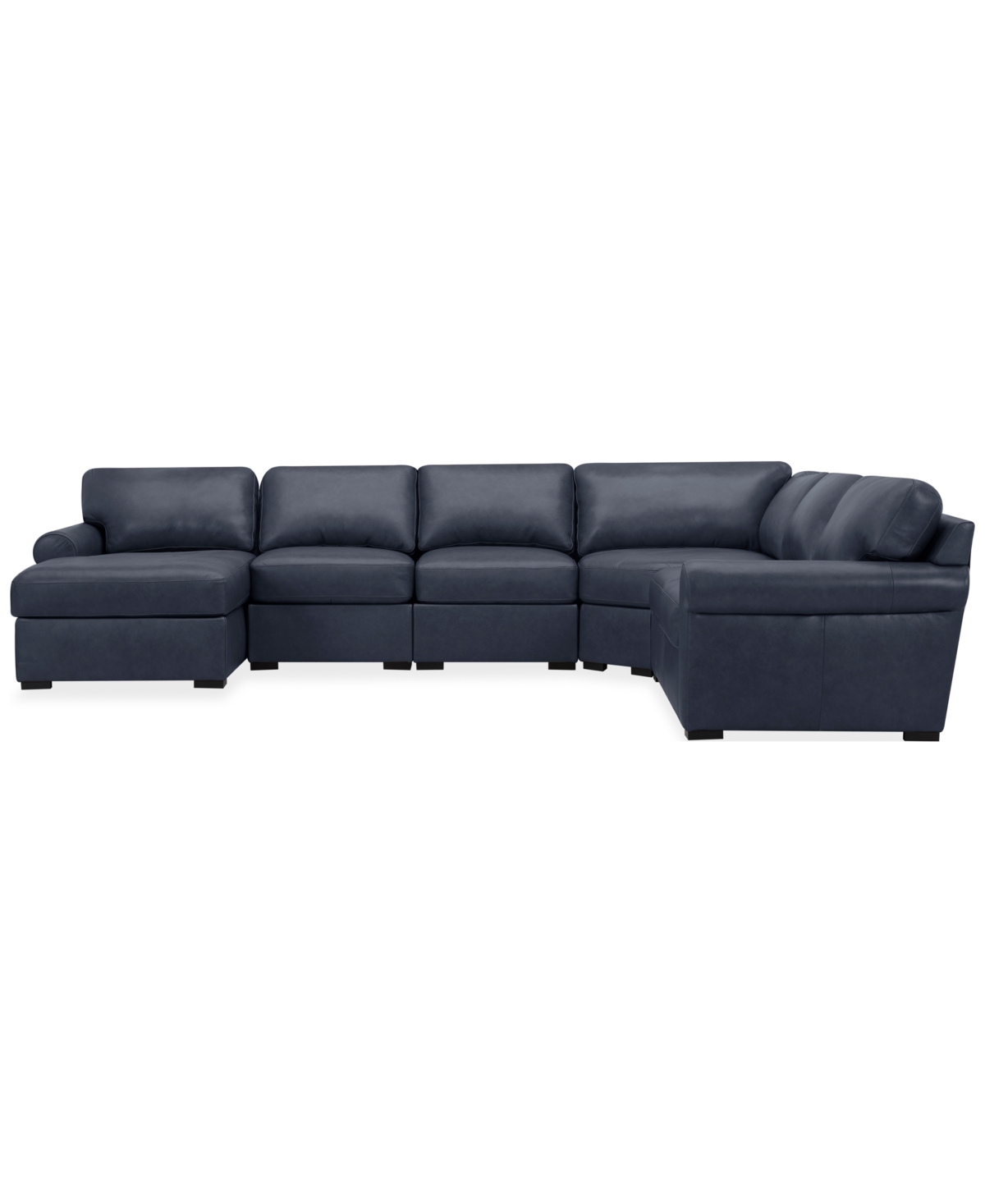 Macy's Radley Roll Arm 145" 6-pc. Leather Wedge Corner Chaise Sectional, Exclusively At