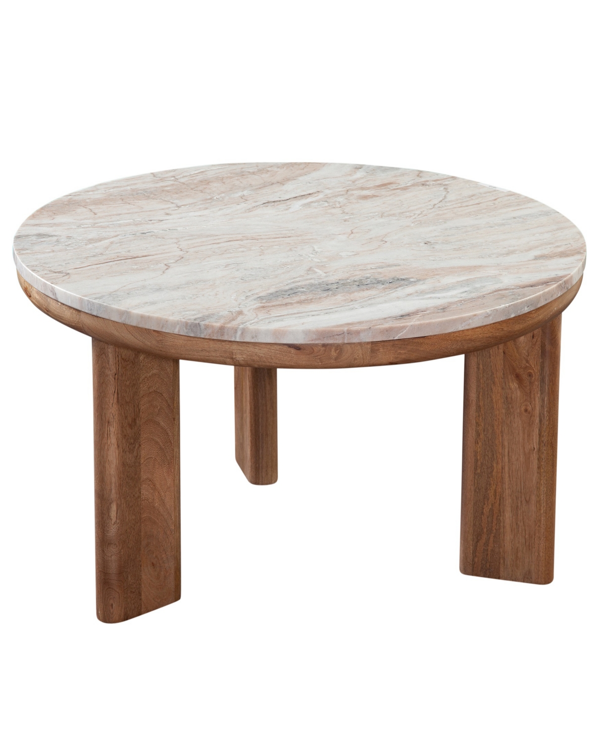 Macy's Sidney 36" Round Marble Top Coffee Table In Multi Step Brown Honey