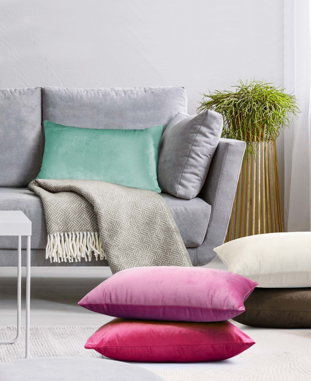 Nestl Elegant 2-pack Velvet Decorative Throw Pillows With Removeable Covers, 12" X 20" In Hot Pink