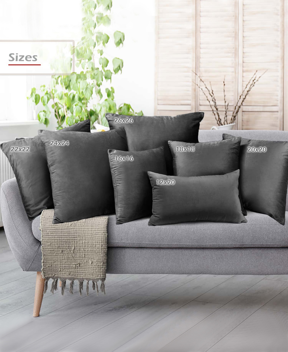 Nestl Elegant 2-pack Velvet Decorative Throw Pillows With Removeable Covers, 22" X 22" In Dark Gray