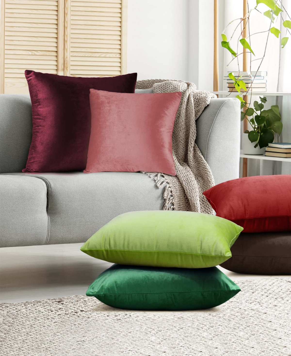 Nestl Elegant 2-pack Velvet Decorative Throw Pillows With Removeable Covers, 24" X 24" In Misty Rose