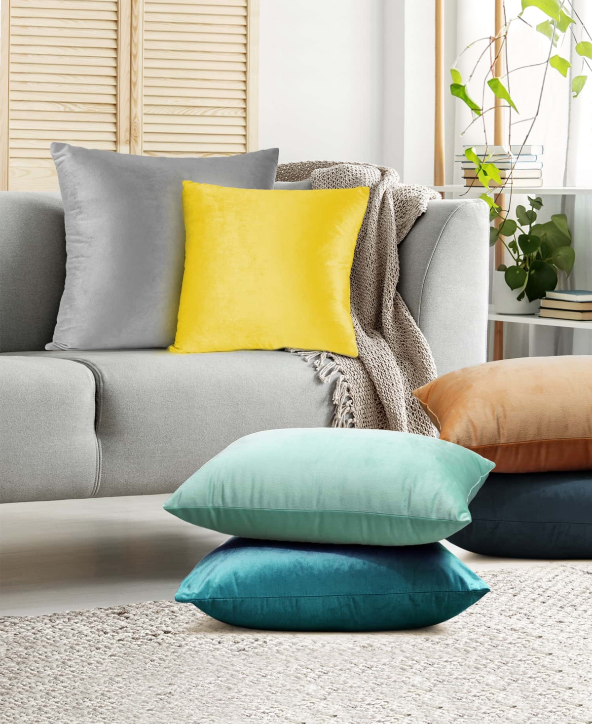 Nestl Elegant 2-pack Velvet Decorative Throw Pillows With Removeable Covers, 24" X 24" In Teal Blue