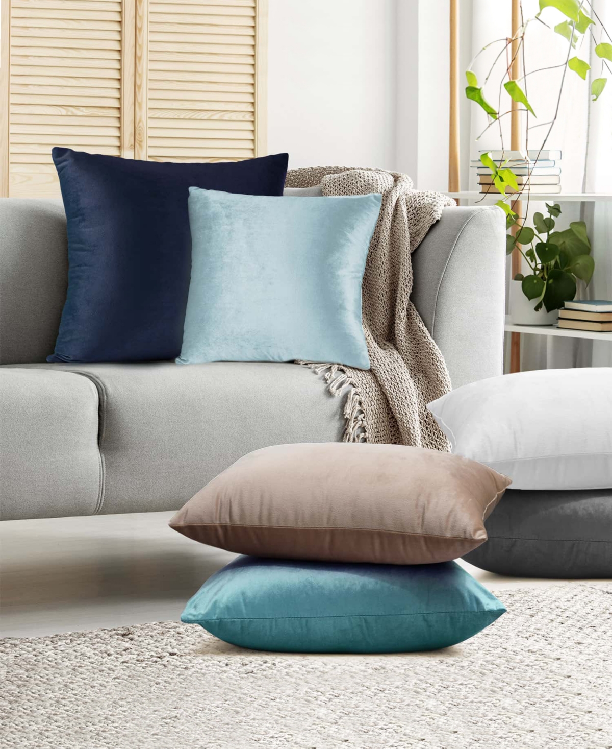 Nestl Elegant 2-pack Velvet Decorative Throw Pillows With Removeable Covers, 26" X 26" In Dark Gray