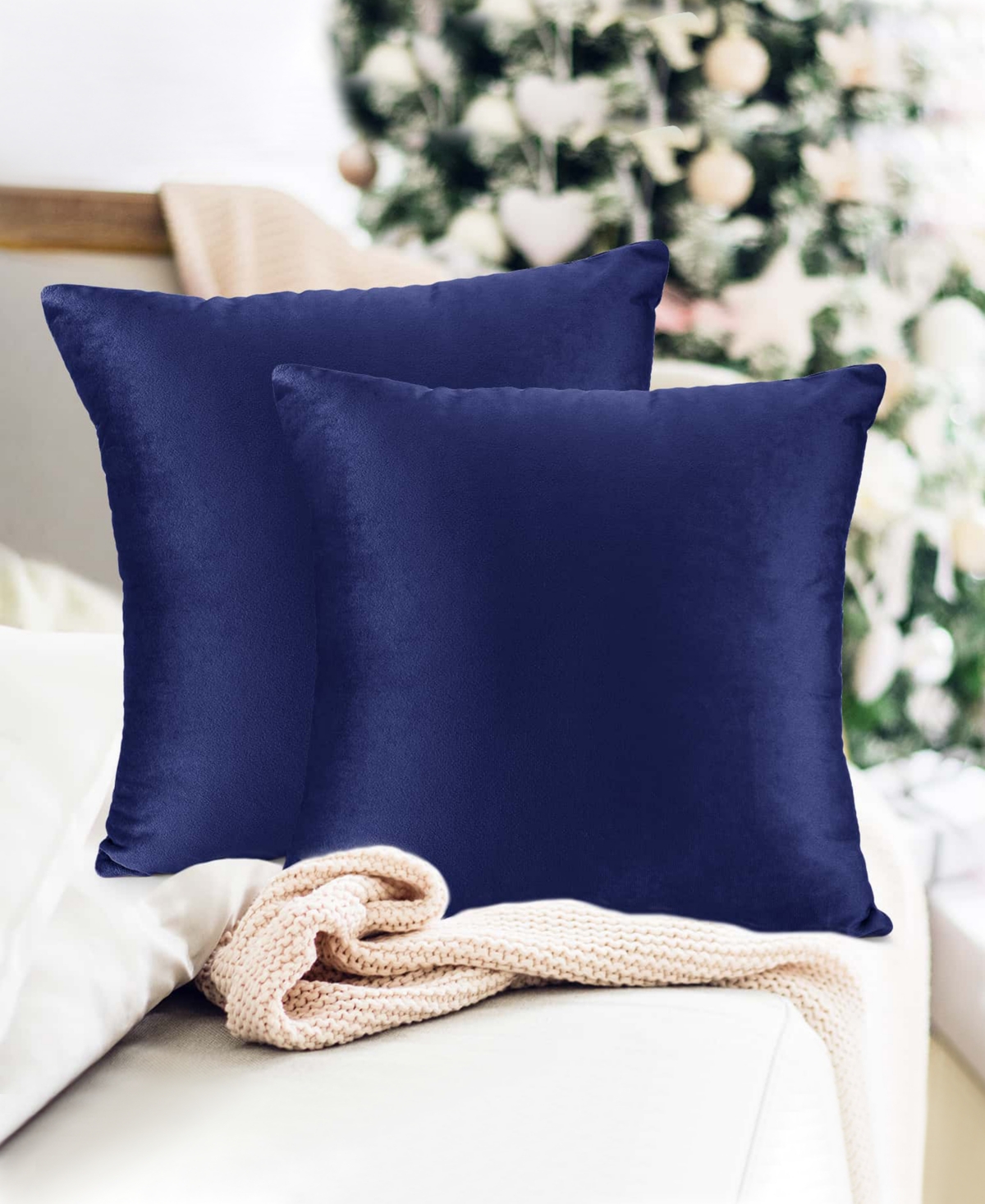Nestl Elegant 2-pack Velvet Decorative Throw Pillows With Removeable Covers, 26" X 26" In Royal Blue