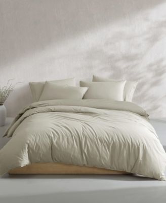 Washed Percale Cotton Solid 3 Piece Comforter Set, King