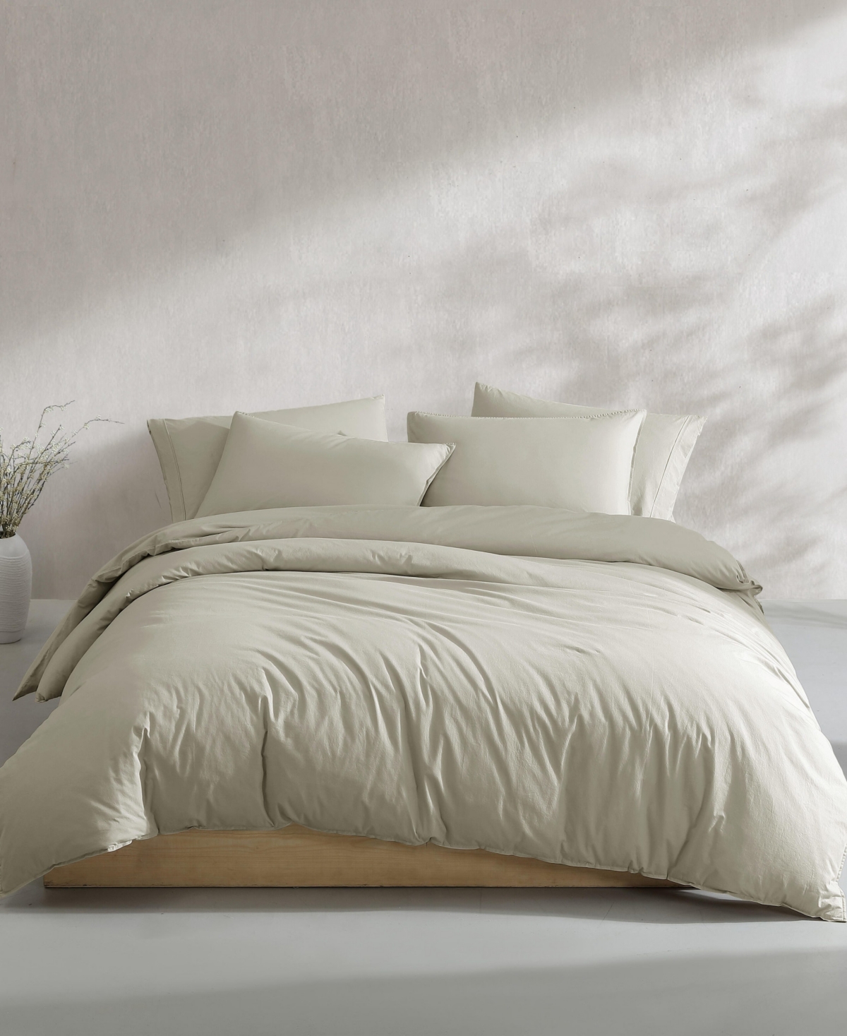 Calvin Klein Washed Texture Cotton Jacquard Duvet Cover Set In Absinthe Green