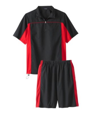 Big & Tall Quarter Zip Short Sleeve Colorblock Tracksuit