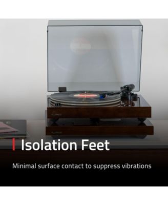 IB40 – Piano black anti-vibration turntable base, wood platform, height-adjustable feet, bubble level, universal fit – sound clarity boost.