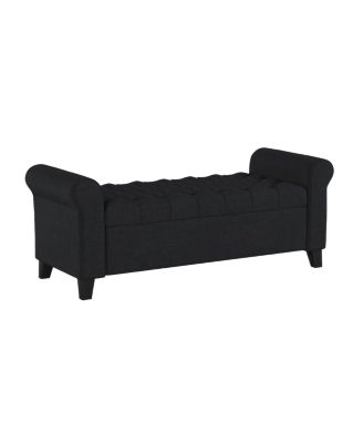 Tufted Storage Ottoman Bench with Button-Tufted, Soft-Close Hinges for Seating and Storage