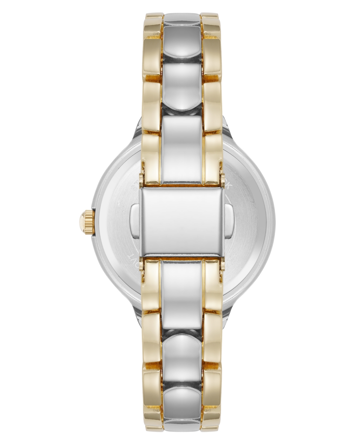 Anne Klein Women's Quartz Two-tone Metal Alloy And Black Crystal Accented Dial Watch, 28mm In Black,silver-tone,gold-tone