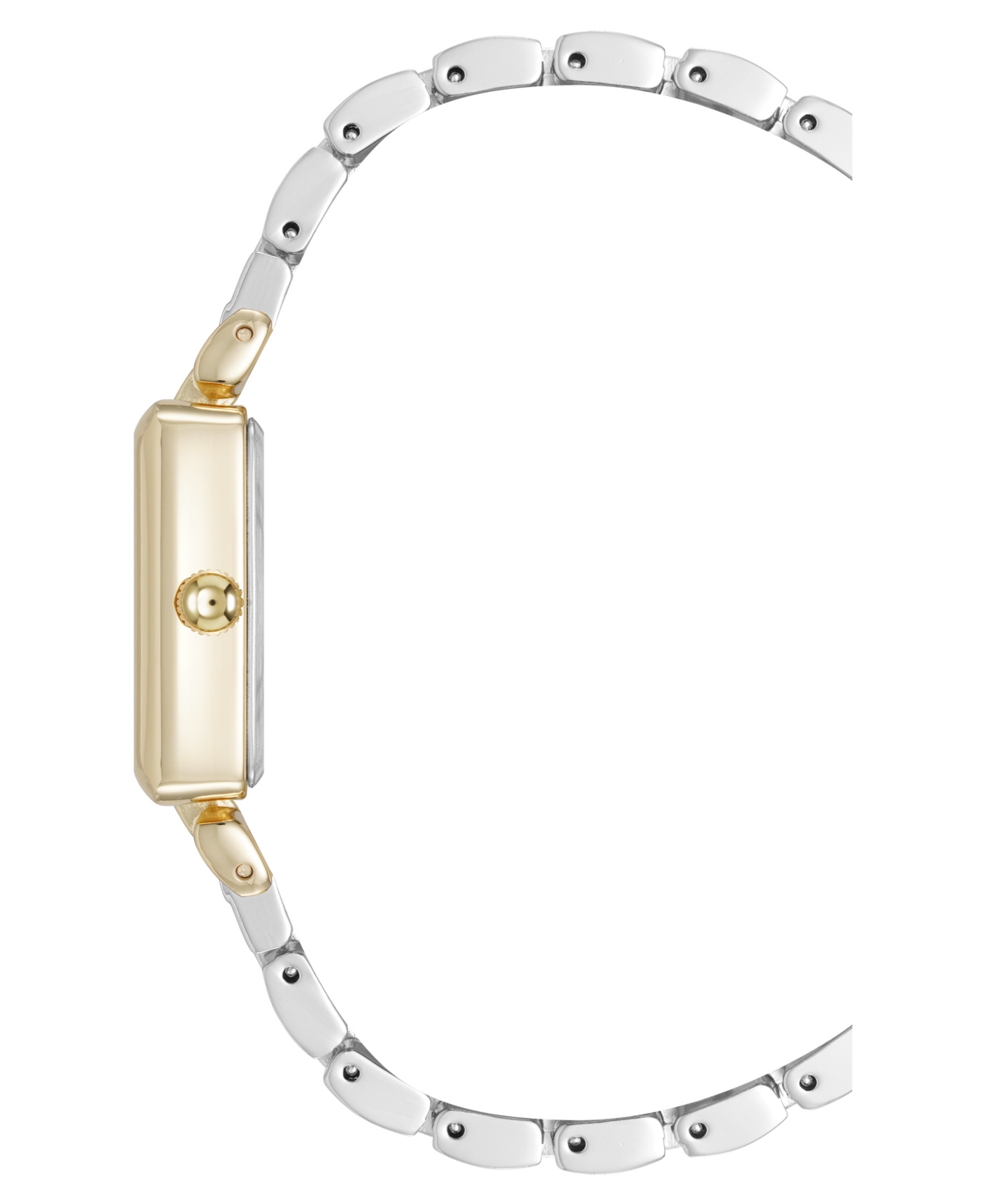 Anne Klein Women's Quartz Rectangular Roman Numeral Two-tone Metal Alloy And Light Blue Dial Watch, 23mm In Light Blue,silver-tone,gold-tone