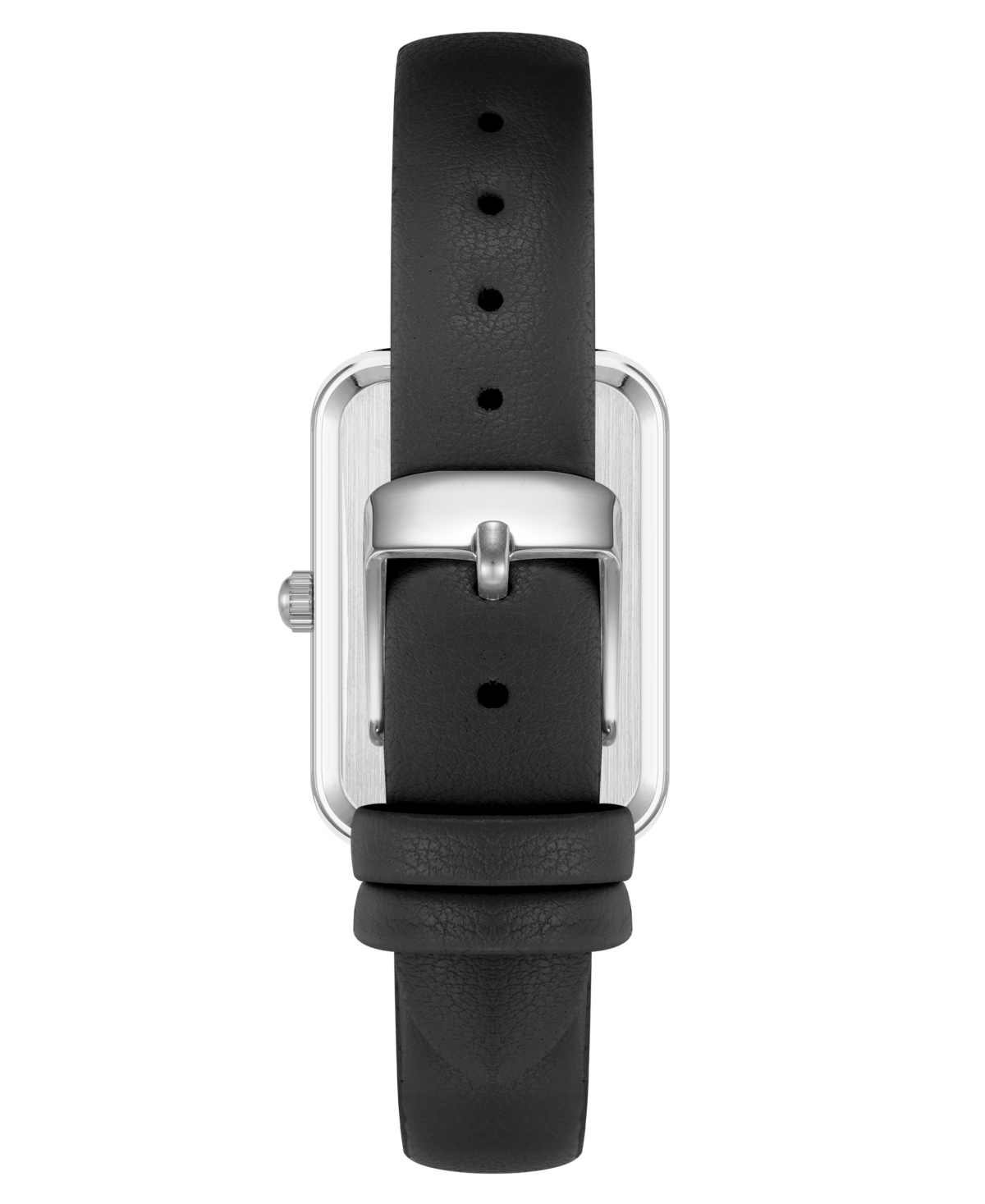 Shop Anne Klein Women's Quartz Rectangular Black Polyurethane Leather And Silver-tone Metal Alloy Watch, 23mm In Black,silver-tone,gold-tone