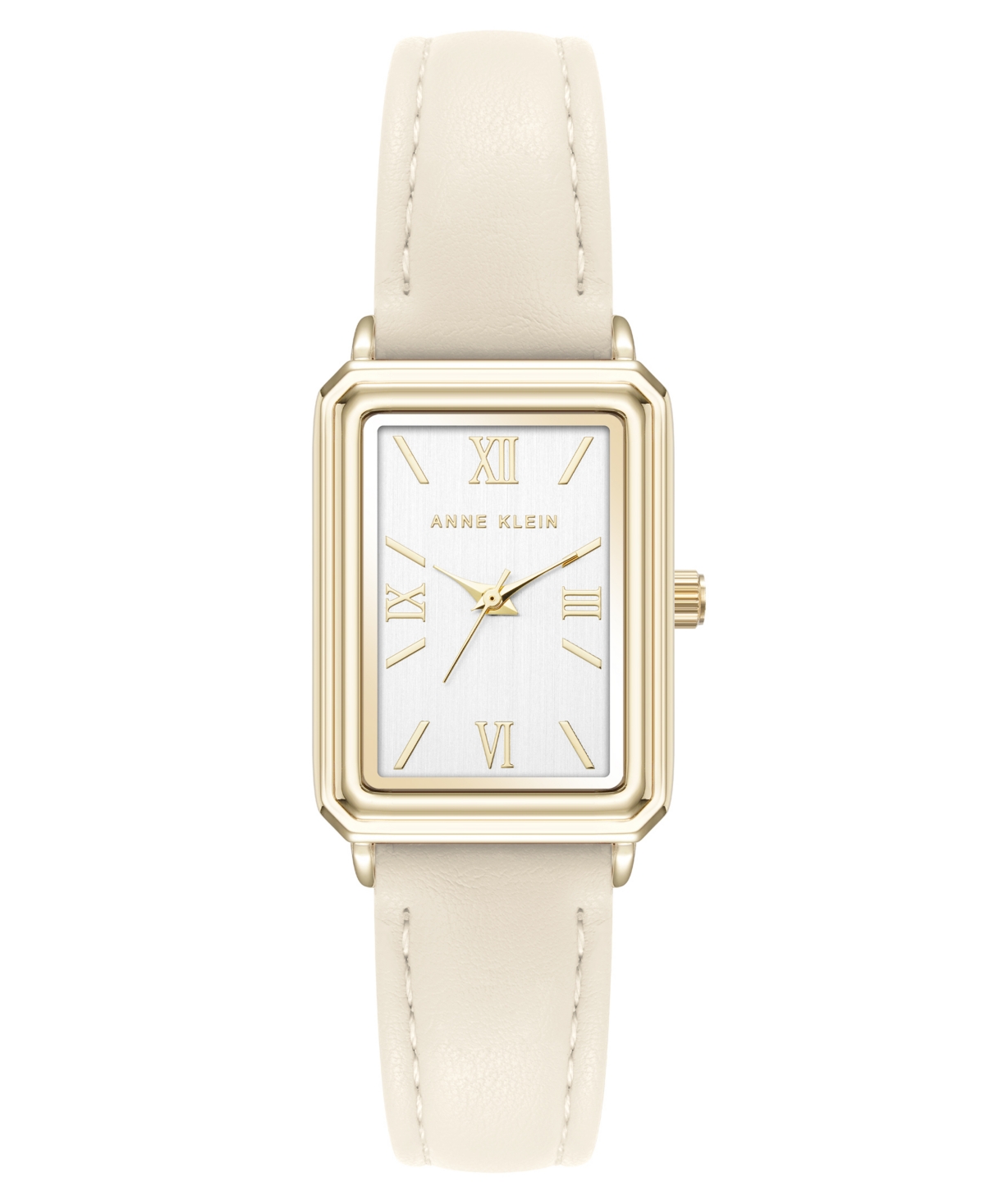 Anne Klein Women's Quartz Casual Cream Polyurethane Leather And Gold-tone Metal Alloy Watch, 25mm In Cream,gold-tone