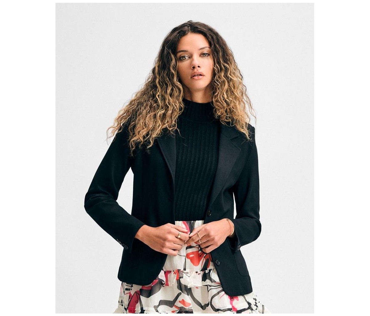 Women's 3 Button Ponte Blazer - Black