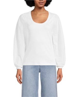 Women's Supima Interlock Scoop Neck Blouson Sleeve Top