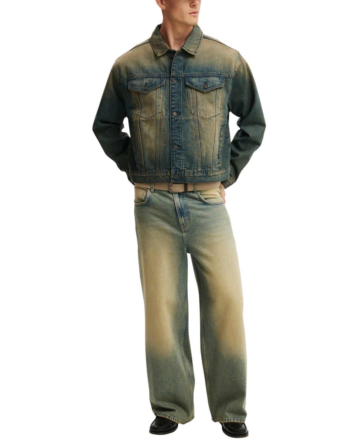 Shop Cotton On Men's Denim Trucker Jacket In Washed Blue