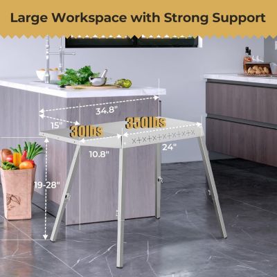 100% Food Grade 304 Stainless Steel BBQ Grill Table fits Tabletop Griddle, Indoor Grill Table with 4 Adjustable Legs, Portable Grill Stand for RV/Camping/Tailgating