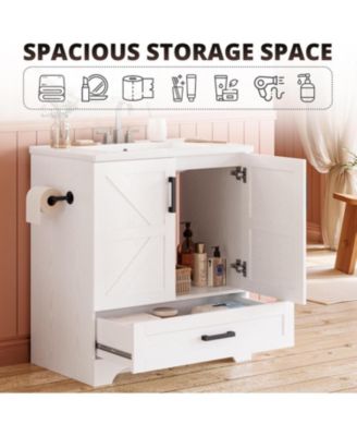 Bathroom Vanity with Sink, 30 Inch Farmhouse Bathroom Sink Cabinet