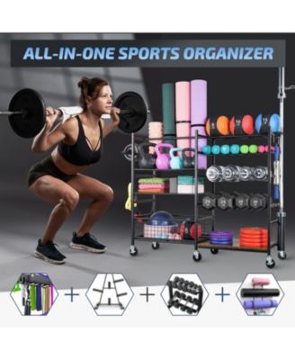 Weight Capacity Sports Storage Garage Organizer Dumbbells Kettlebells Lifting Rod Multifunction Equipment Rack