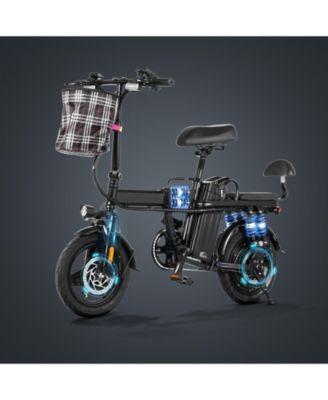 Foldable Electric Bicycle, 500W Peak Motor 45 Miles 80KM MAX  Range,  Upgraded E-bike with Front Basket, Phone Holder and Digital Display