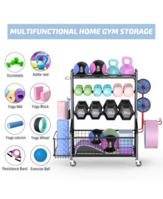 LTMATE Global Inc. Dumbbell Rack, Weight Rack for Dumbbells, Home Gym Storage for Dumbbells Kettlebells Yoga Mat and Balls