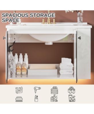 30" Bathroom Vanity with Sink, Floating Bathroom Sink Cabinet