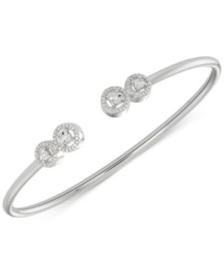 Wrapped Diamond Cluster Bangle Bracelet (1/6 ct. t.w.) in Sterling ...