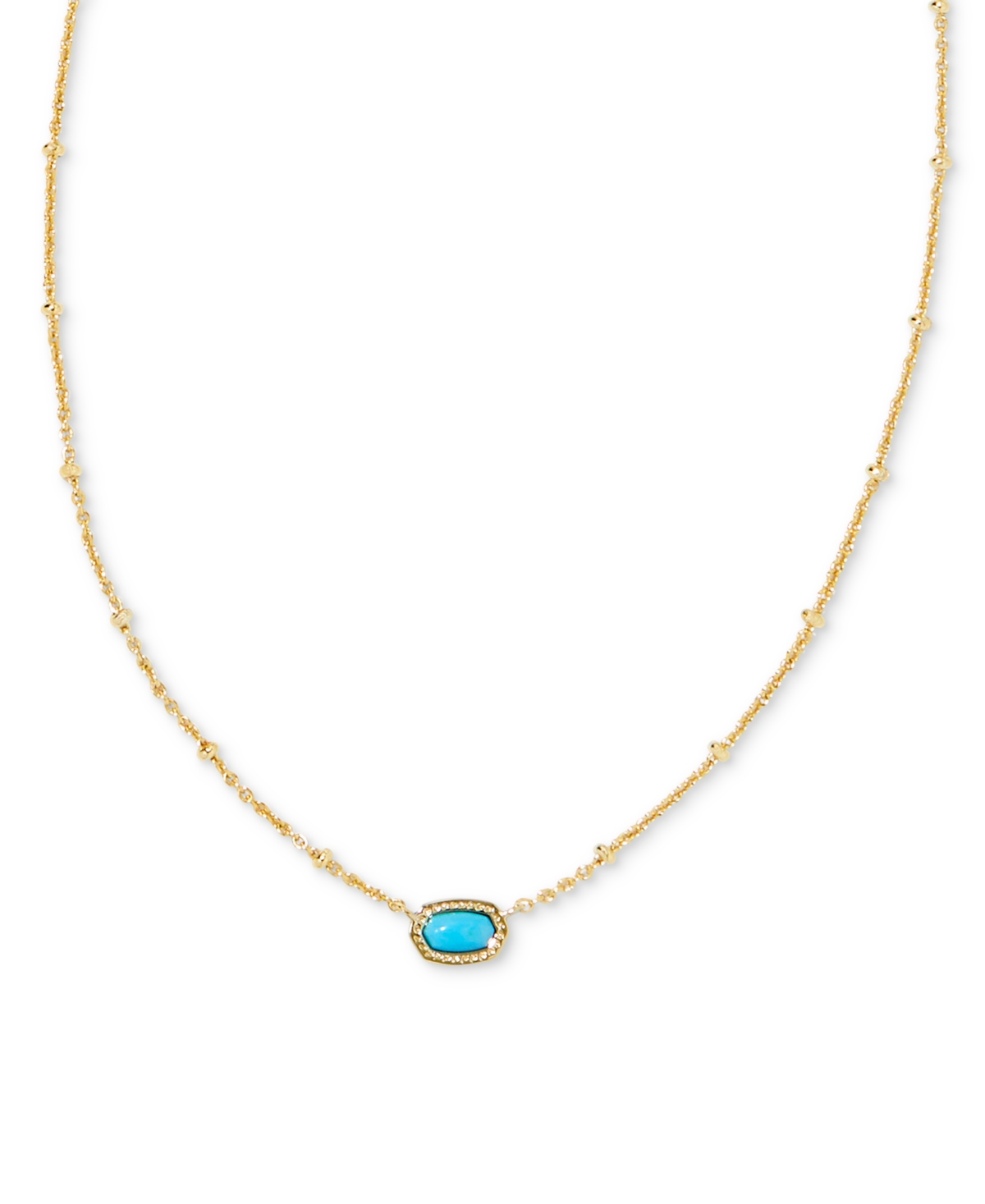 14k Gold-Plated Turquoise Magnesite Pendant Necklace, 15" + 4" extender - Turquoise Magnesite