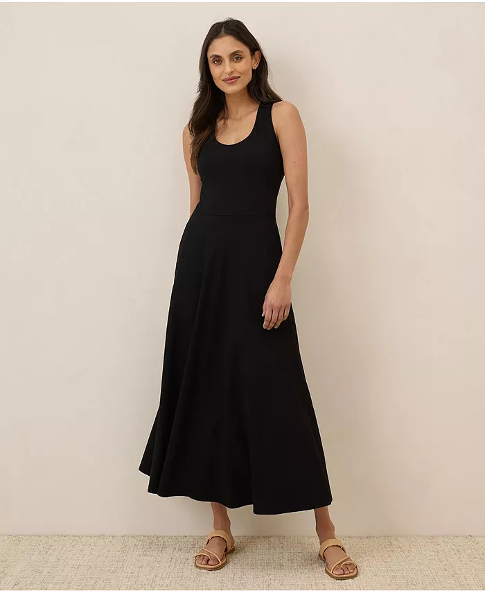Women's Organic Cotton Fit & Flare Open Back Maxi Dress