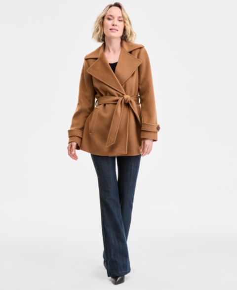 Женские куртки MICHAEL Michael Kors Michael Kors Women's Double-Breasted Belted Wrap Coat