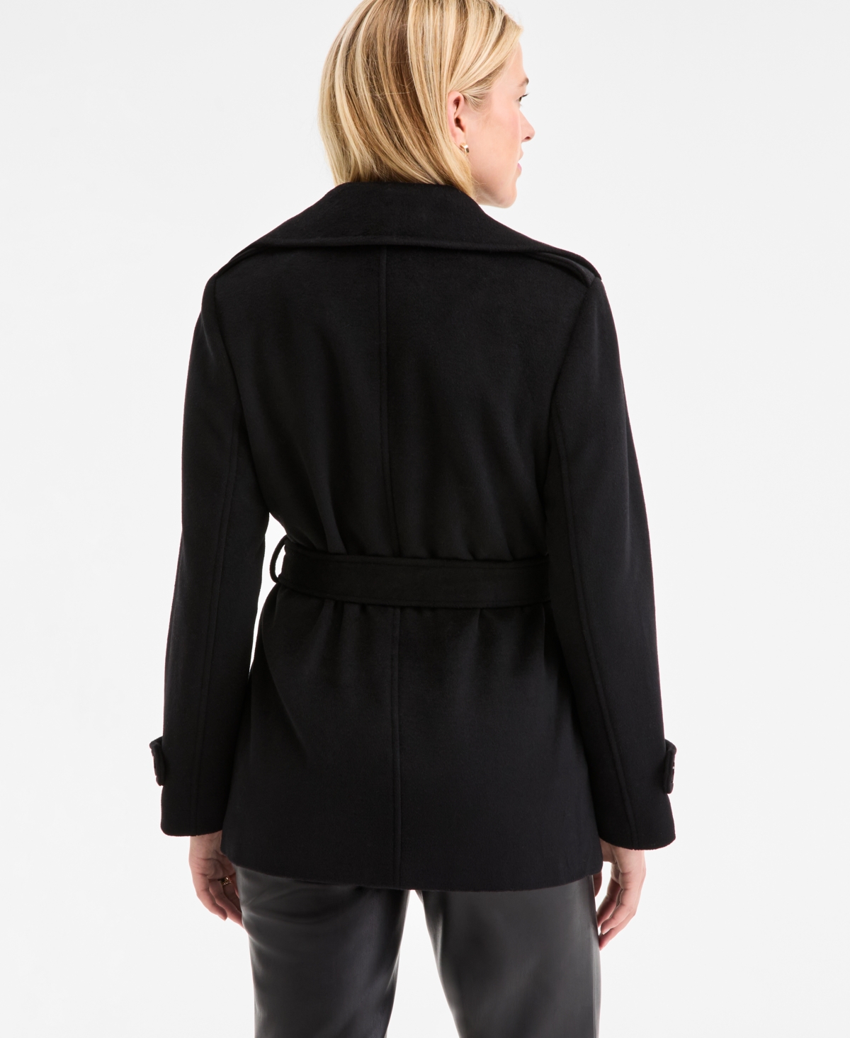 Michael Kors Michael  Women's Double-breasted Belted Wrap Coat, Exclusively At Macy's In Black