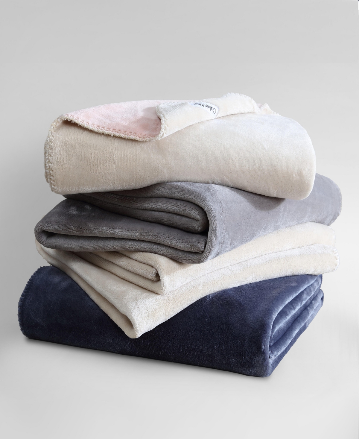 Calvin Klein Modern Solid Reversible Throw, 70" X 50" In Gray
