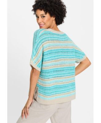 Women's Striped Dolman Tape Yarn Sweater