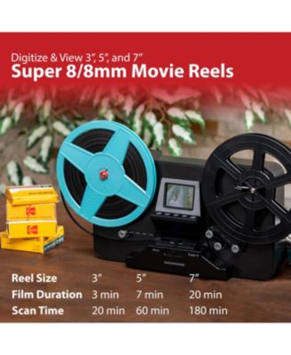 All-in-One Super 8/8mm Film Scanner, Converts Film into Digital Video, Scans 3", 5" and 7" Super 8/8mm Film Reels