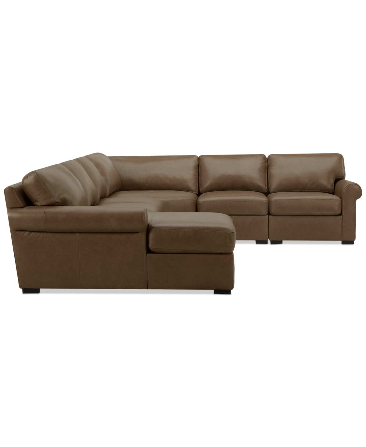 Macy's Radley Roll Arm 145" 6-pc. Leather Wedge Corner Chaise Sectional, Exclusively At