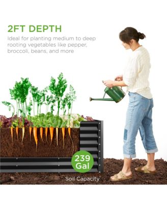 8x2x2ft Outdoor Metal Raised Garden Bed, Planter Box for Vegetables, Flowers, Herbs