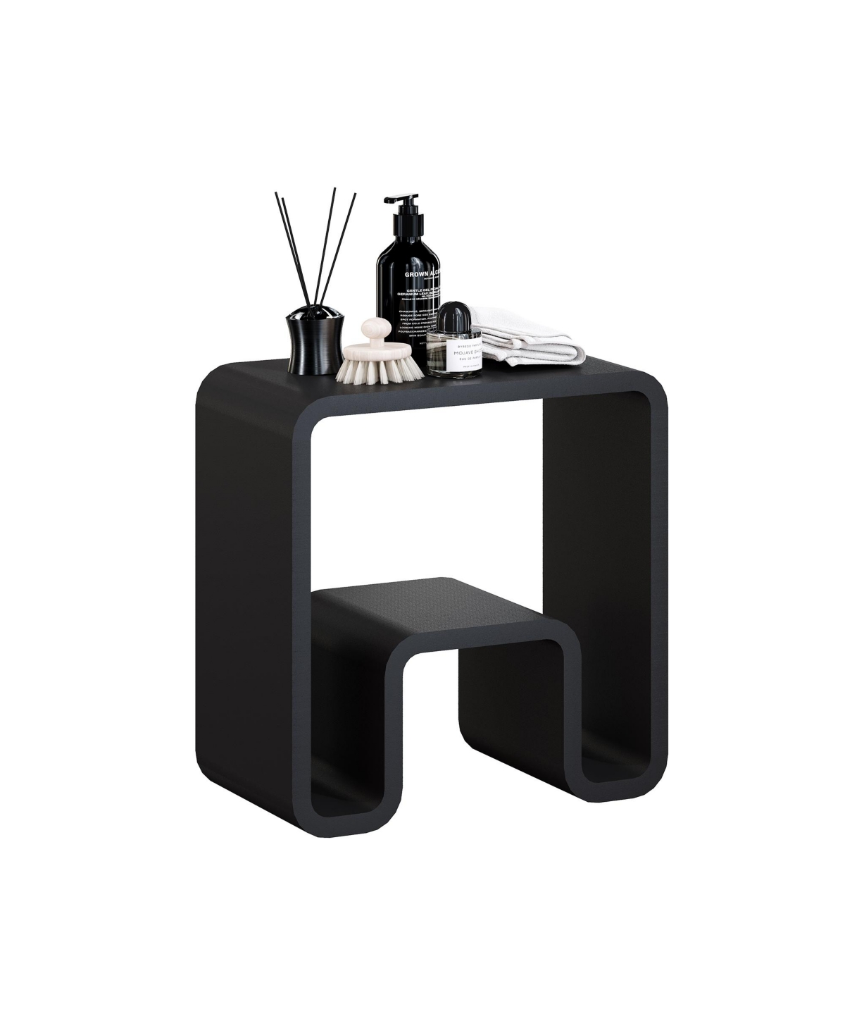 Freestanding Solid Surface Bathroom Shower Stool - Matte black
