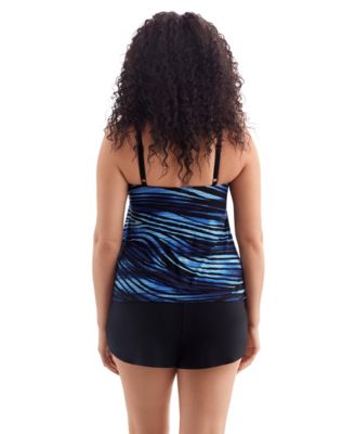Women's Second Wave Faux Ruffle Shortini Long Torso Swimsuit
