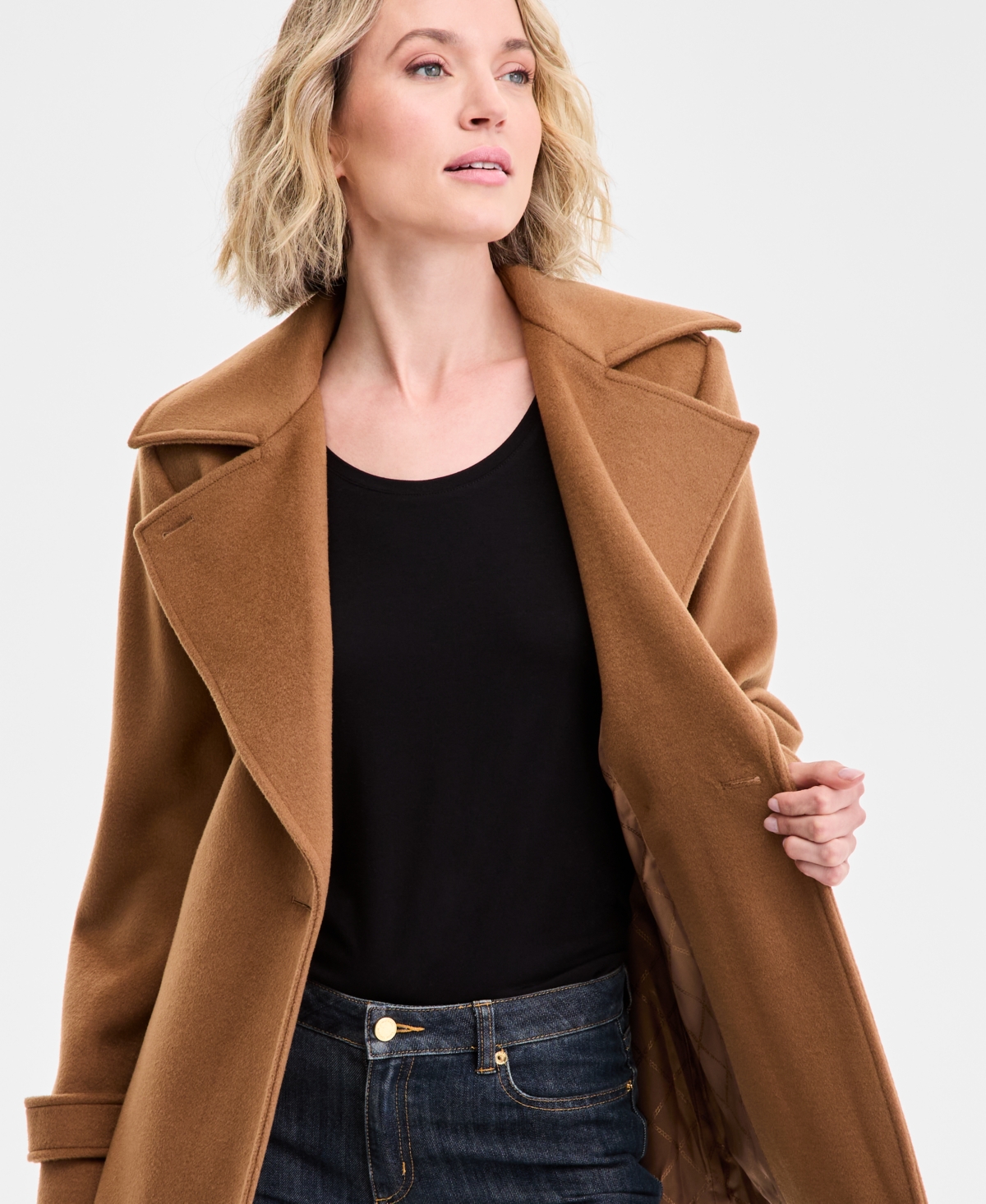 Michael Kors Michael  Women's Double-breasted Belted Wrap Coat, Exclusively At Macy's In Brown