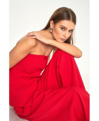 Women's Strapless Buttoned Long Top