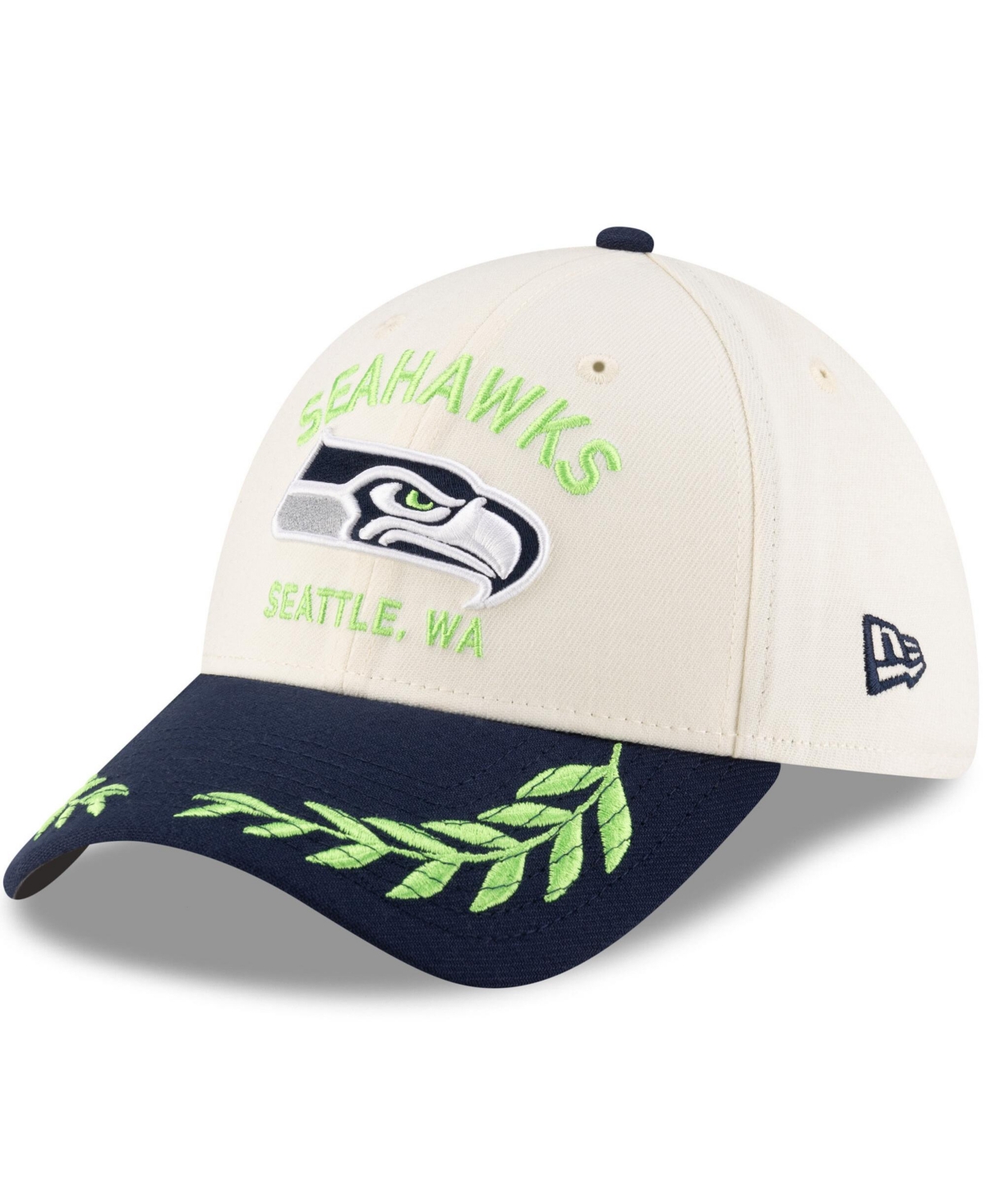 New Era Men's Cream/ College Navy Seattle Seahawks 2025 Nfl Draft 39THIRTY Flex Hat - Cream, College Navy