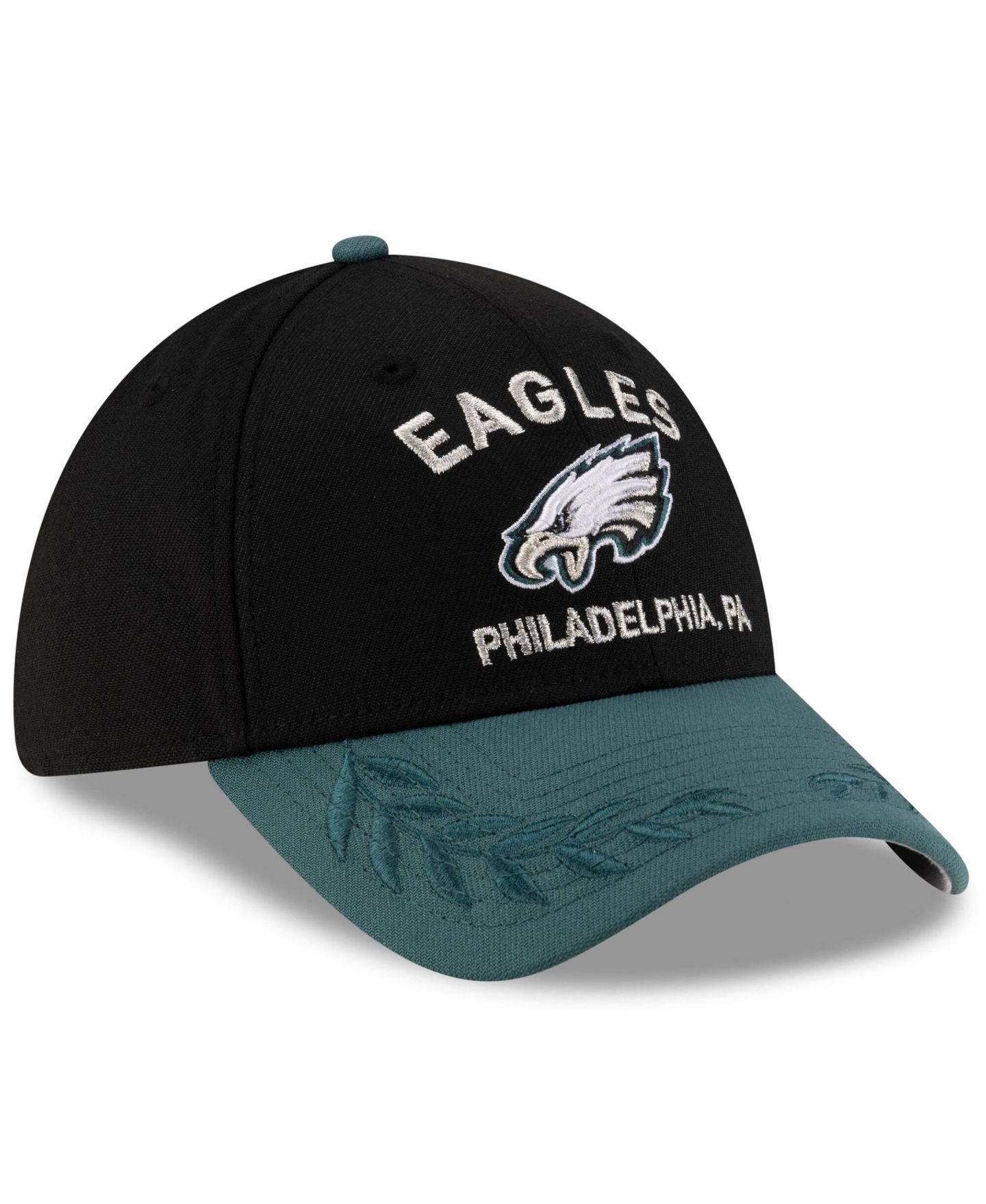 Мужская кепка New Era Black/Green Philadelphia Eagles 2025 NFL Draft 39THIRTY Flex Hat — фото 5